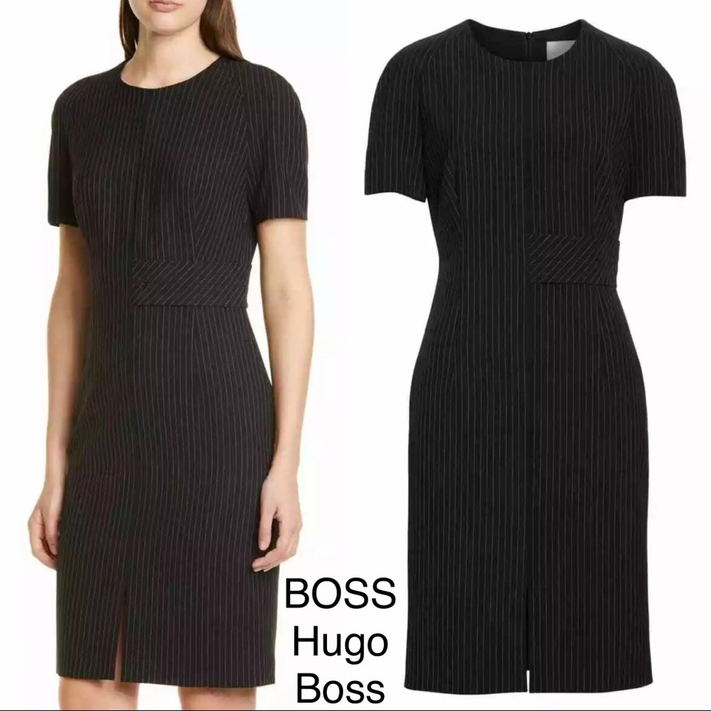 NWOT BOSS Dedori Pinstripe Ponte Sheath Dress